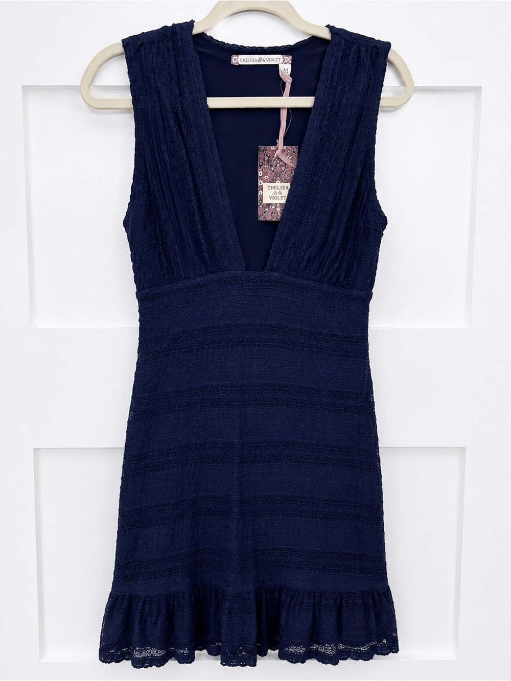 NWT Chelsea & Violet Navy Lace V-Neck Dress M